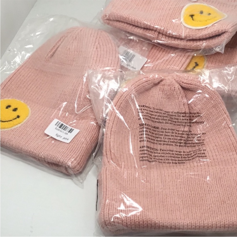 Pink Beanie Happy Face 😊 NEW - Picture 6 of 7